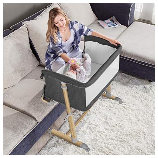 Bassinet for Baby, RONBEI Baby Bassinet Bedside Sleeper, Portable Bassinet for Baby Cribs for Infant/Newborn, 9 Height Adjustable Baby Bed with Wheels