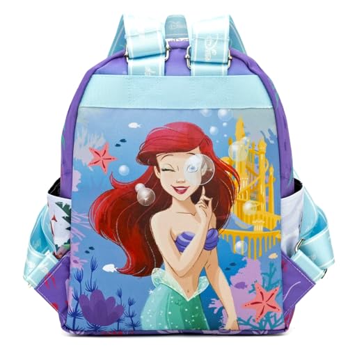 Little Mermaid Mini Backpack for Kids Set - Bundle with 13” Ariel Bag with Front Pocket and Water Bottle | Little Mermaid Backpack Purse2