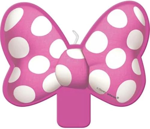 Minnie Mouse Forever - Vela de cumpleaños rosa, 4 x 3.37 pulgadas, 1 pieza, decoración de pastel para celebraciones infantiles
