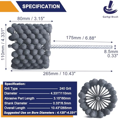 Image of Garhgi 4.331 inch(110mm) Cylinder Hone Tool 240 Grit for 4.125″-4.331″ Bore