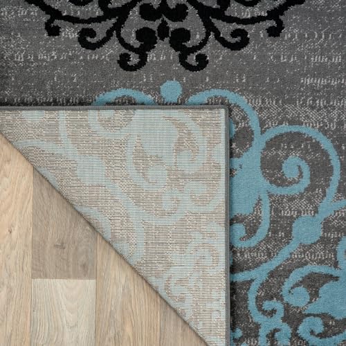 Tapete Floral Moderno 5'3" x 7'3" Gris miniatura 6