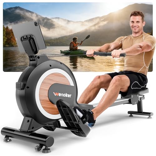 [2026 Neu] Wenoker Magnet Rudergerät für Zuhause – 16/32 Stufen leiser Magnetwiderstand, Bluetooth APP Verbindung, 160 kg Belastbarkeit, LCD-Monitor intelligenter Drehknopf, Indoor Cardio Training