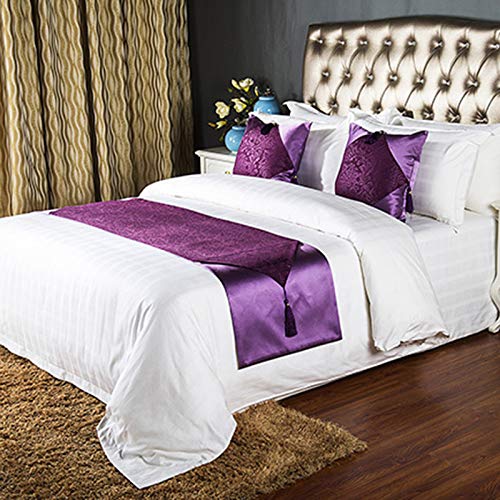 QCQZP Bed Runner Hotel Bed Scarf Bed Flag Purple Wedding Cloth Bed Flag Hotel, Pillow core, Purple