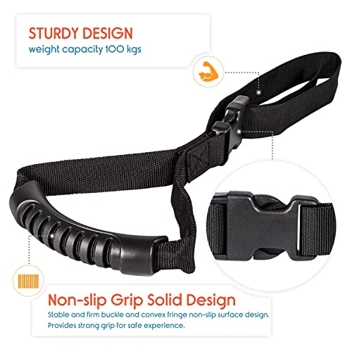 Image of KosmoCare Adjustable Car Assist Support Handle| Standing Aid Safety Handle bar | Vehicle Support Grab Bar | Portable Nylon Grip Handle bar |Car Grab Handle - Black