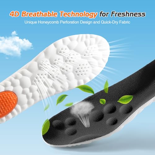 4D Cloud-Soft Comfort Soles for Women - Memory Foam Cushioning Steppers Insoles with Heel Shock Pad - Trim-to-Fit Arch Support Insoles for Foot Pain Relief and Fatigue Reduction (US W 6.5-9)4