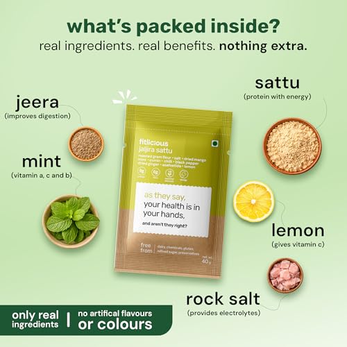 Image of fitlicious Assorted Sattu Powder | Bihari Chana Sattu | Natural & Organic | Gluten-Free, Non-GMO | High Protein & Fiber | Instant PremiX | Healthy Drink For All Ages | Pack Of 20 X 40g Sachets