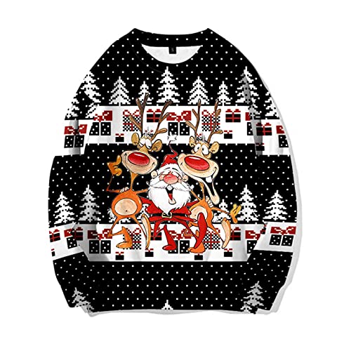 Weihnachtspullover Herren Lustig, Ugly Christmas Sweater Unisex 3D Hässliche Weihnachtspullover Weihnachtspulli Rentier Mit Rundhalsausschnit Sweatshirt Für Männer Weihnachtspulli Familie