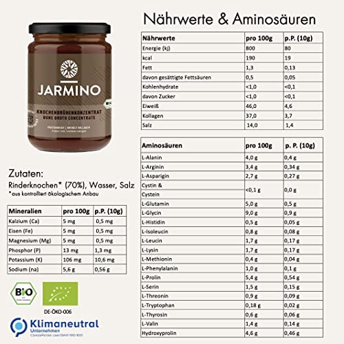 Bone broth | JARMINO | BIO Knochenbrühe Konzentrat vom Rind | Made in Germany | 440g (44 Portionen) | Reich an Bio Kollagen – Bild 4