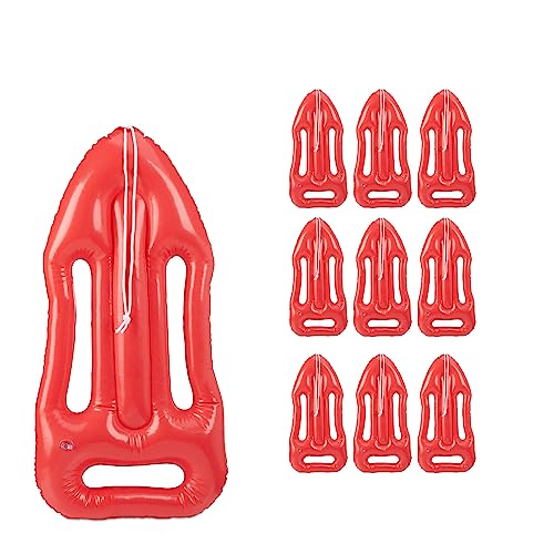 10 Boyas de Rescate hinchables con Cuerda, para Carnaval y Fiesta temática, para niños y Adultos, Color Rojo