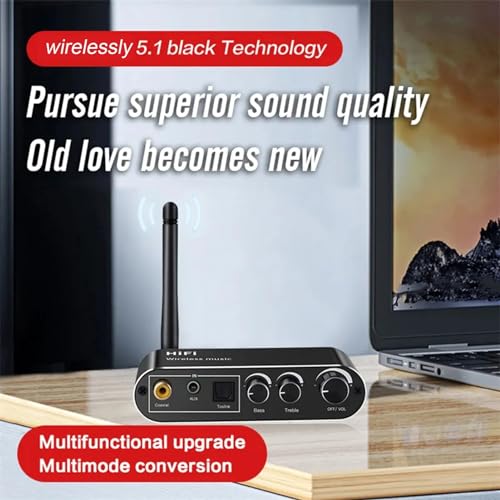 Image of MICROWARE Wireless Bluetooth 5.1 Receiver Optical Fiber Coaxial Audio Decoder Converter U Disk AUX in Lossless for Old Computer T-V (T01)