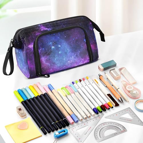 Image of Fisyme Galaxy Pencil Case Large Capacity Pencil Pouch Pen Bag Box Big Makeup Pencil Case Organizer