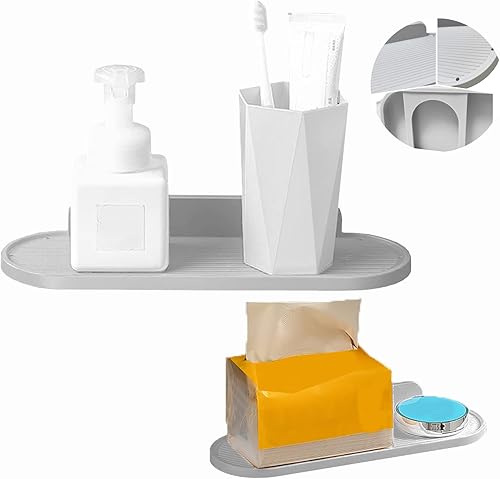 Fineget Estantes flotantes de plástico para montaje en pared, estantes adhesivos para baño, cocina, bañera, dormitorio, sala de estar, organizador