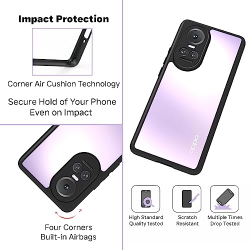 Image of RIGGEAR Shockproof Sleek Hybrid Armor Oppo Reno 10, Reno 10 Pro Back Cover Case For Mobile (Transparent Pc + Tpu)