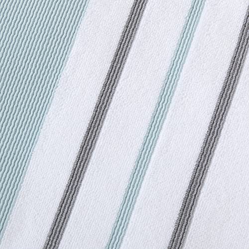 Great Bay Home, Towel, Cotton 6-Piece Luxury Hotel/Spa Cotton Striped Towel Set, 500 Gsm. Includes Bath Towels, Hand Towels And Washcloths. Noelle Collection By Brand, Eucalyptus/Grey #TOP6