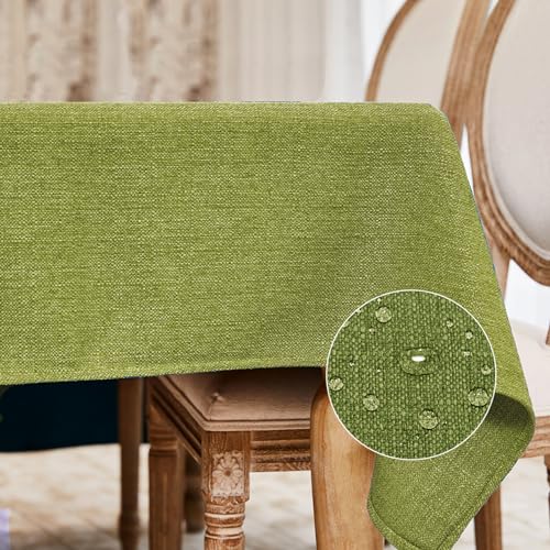 BALCONY & FALCON Rectangle Tablecloth Washable Wrinkle Resistant and Water Proof Table Cloth Decorative Linen Fabric Tablecloths for Dining Parties Kitchen Wedding and Outdoor(Avocado Green, 55x70)