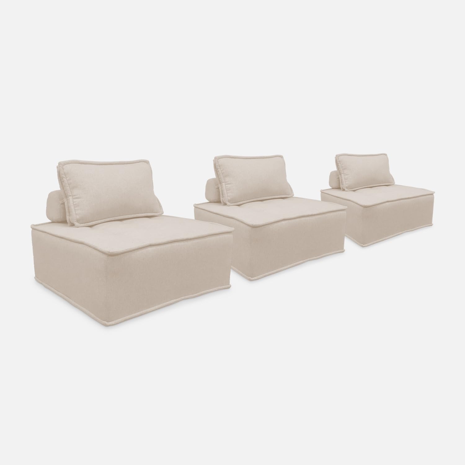 sweeek Divano modulare, 3 posti Crema - 90x90x40 cm