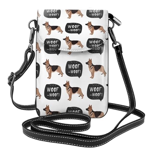 Sac bandoulière Berger allemand et petit porte-téléphone femme en cuir PU