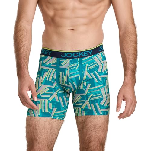 Jockey Men's Underwear Chafe Proof Pouch Microfiber 6" Boxer Brief - 3 Pack, Northern Light/Abstract Traction/True Navy, XL2