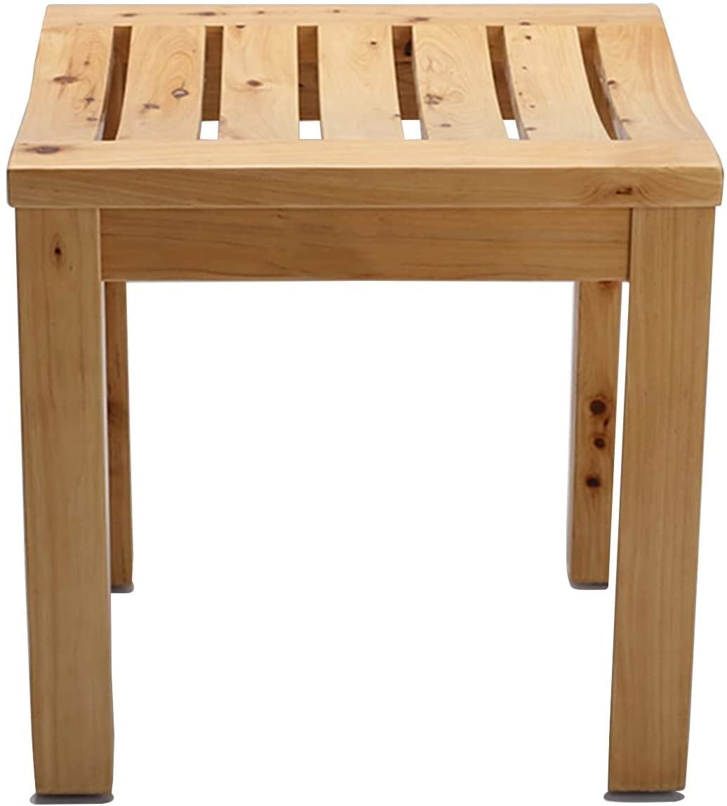 Ławka prysznicowa, ławka prysznicowa bambusowa ławka prysznicowa wydrążona konstrukcja, wodoodporny stołek prysznicowy, zakrzywiona powierzchnia stołka ergonomiczna konstrukcja, do użytku wewnątrz lub
