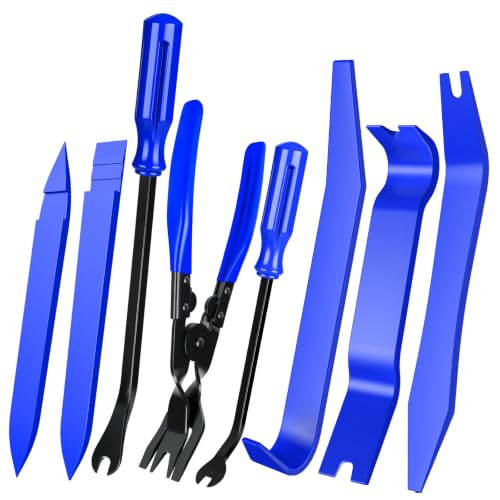 Image of 8 Pcs Auto Trim Removal Tool Kit with Non-Scratch Plastic Pry Tool and Fastener Clip Pliers,Door Panel Removal Tool for Car Interior - Fastener, Clip, Door Panel, Molding, and Dashboard- Blue