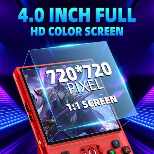 Image of R36MAX Retro Gaming Console,4.0 Inch Retro Handheld Game Console with 64GB TF Card,Hand Held Video Game,30+ Emulator Retro Game Console,4000mAh Battery(Red)