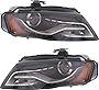 Evan Fischer Headlight Set Compatible with 2009-2010 Audi A4 2010 S4 Left Driver and Right Passenger Side