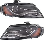 Evan Fischer Headlight Set Compatible with 2009-2010 Audi A4 2010 S4 Left Driver and Right Passenger Side