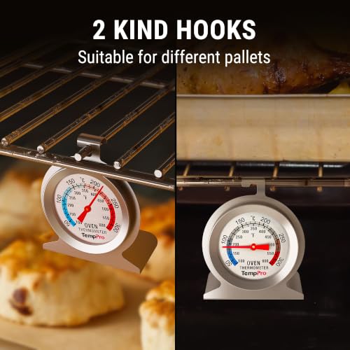 Image of ThermoPro Oven Thermometer for Gas Oven, 50-300C /100-600F Smoker Temperature Gauge with 431 Stainless Steel, Analog Instant Read Cooking Thermometer