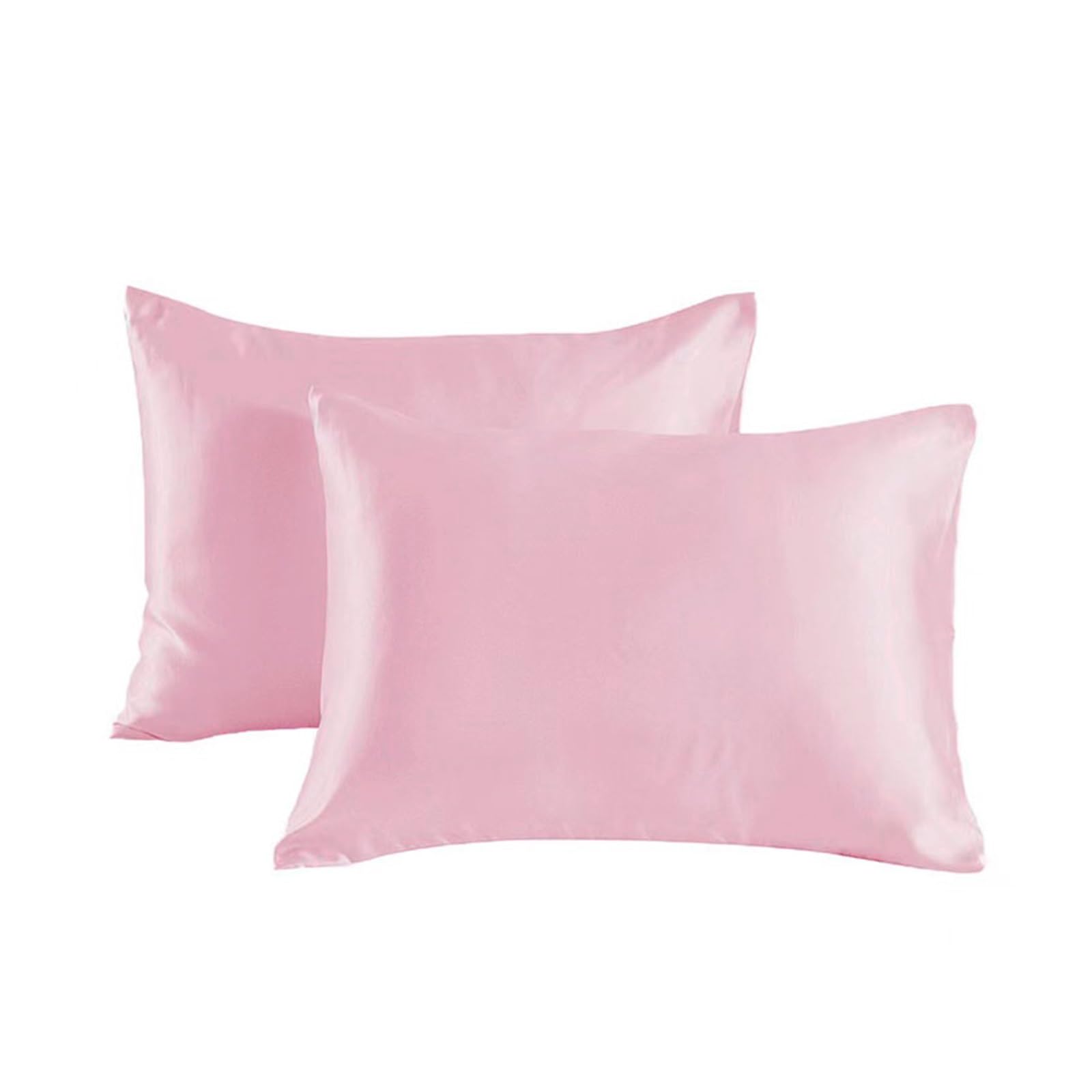 Silky Pillow Covers, 2Pcs Multicolor Silk Satin Pillowcase 51x66-76cm(Pink,51x66cm(20x26 inch))