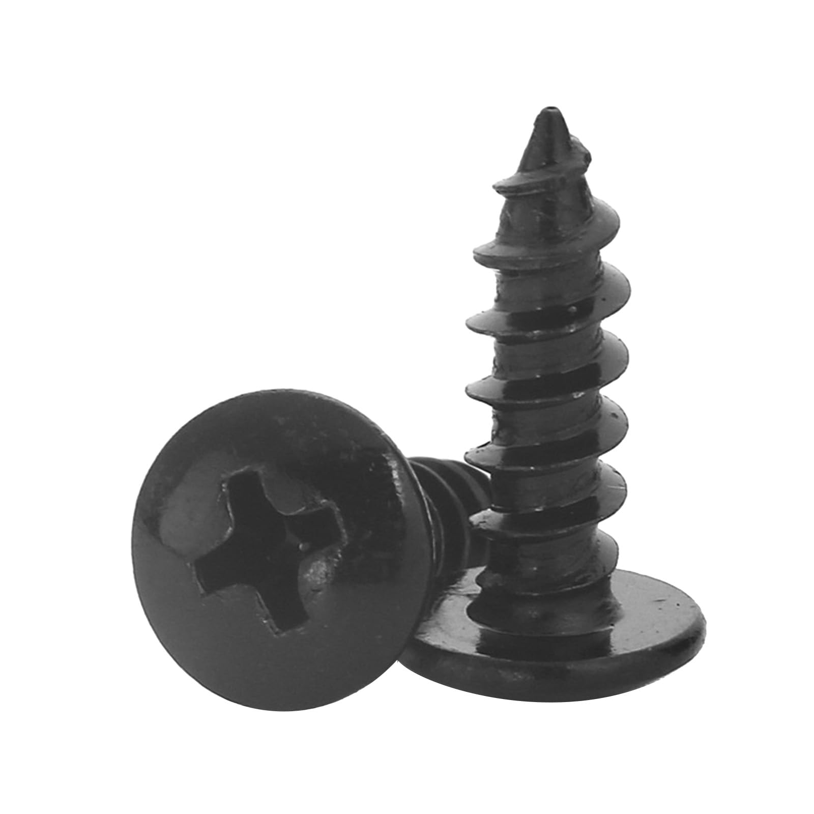 HAISHANG 20pcs Wood Screws M5x60mm Self-tapping Black Cross Round Head Carbon Steel Nails for Furniture,Woodworking,Machinery