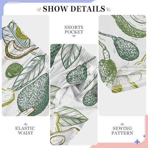 Avocado and Leaf Boys Long Pants Soft Trousers Elastic Waist Kids Lounge Bottoms with Pockets S-XL4