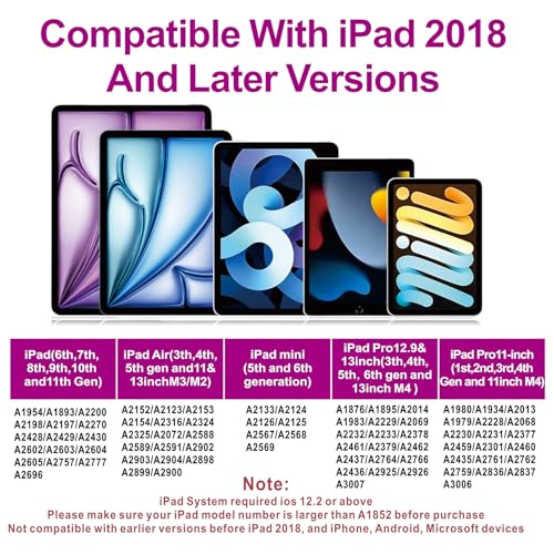 Image of Stylus Pen for iPad 2018-2026 with Palm Rejection, Apple Pencil for Pad11th /10th /9th /8th /7th /6th Gen, iPad Pro 11 /12.9 inch, New iPad Air 2026 11&13-inch(M3 /2) /5th /4th /3th Gen, iPad mini 6th /5th