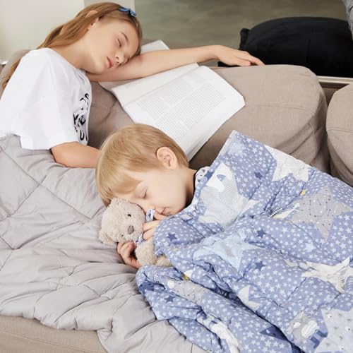 YnM Weighted Blanket(41''x60'', 10lbs) 100% Cotton Material with Glass Beads, Polar Bear