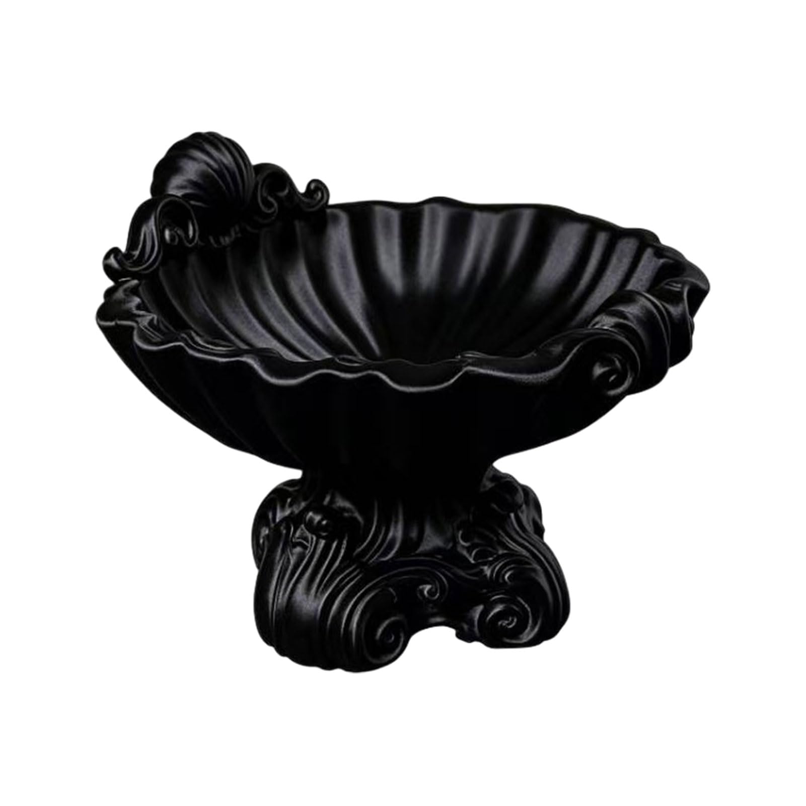 Pasisuu Matte White Jewelry Tray – French Retro Shell Design Organizer for Watches Cosmetics Keys, Elegant Tabletop Catchall for Dressing Table Entryway Black