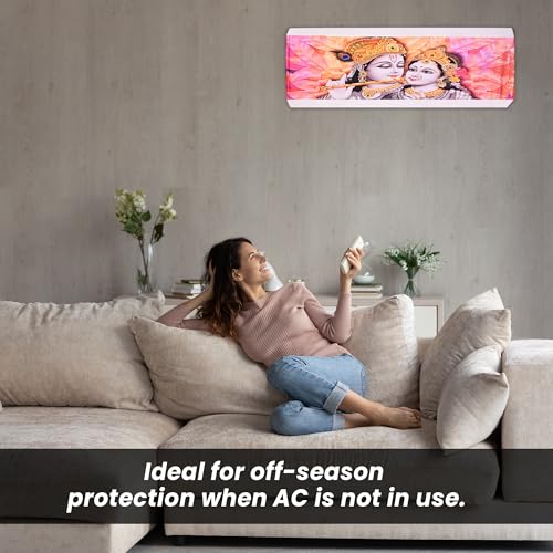 Image of Printed Split Ac Cover Indoor Unit For 1.5 Ton Capacity AC, Inner Unit Ac Cover, All Weather Cover /Attractive Digital Prints /Dustproof /Silken water-resistant Split Ac Cover (Radha Krishana)