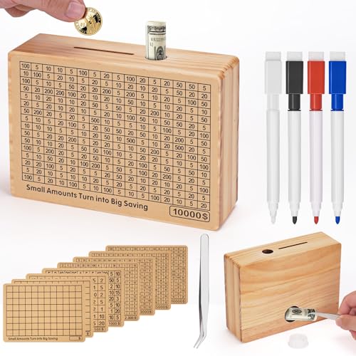 SNJHM Piggy Bank for Adults Money 10000 Saving Challenge Box Alcancias De Dinero para Adultos Money 10k Smash Box Cash Kids 10,000 Piggy Bank Boys Girls Gift