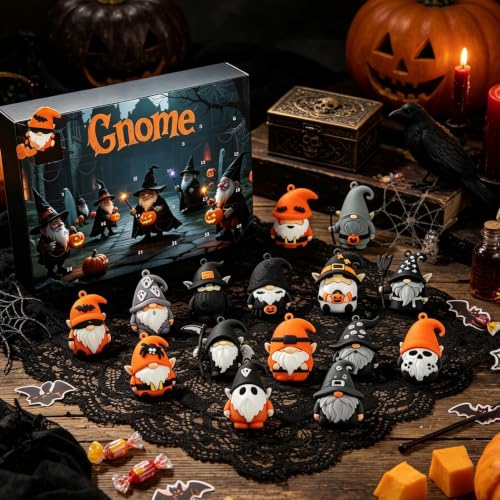Calendario de Adviento de Halloween con 24 figuras 3D coleccionables para decorar estanterías 3