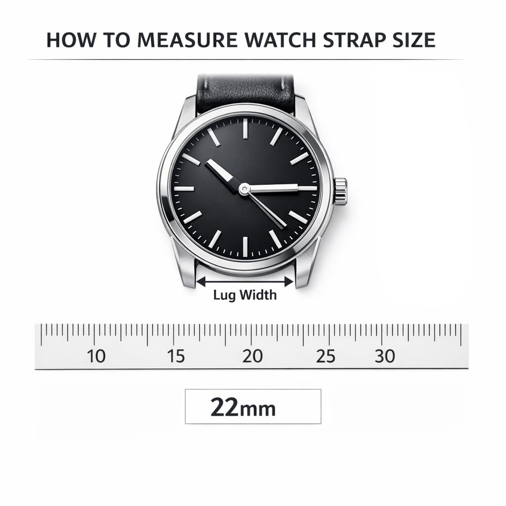 OMAX 22mm Genuine Leather Watch Strap Premium Oil Pullup Watch Strap for Quick Release and Self Changeable (Silver Buckle) 1