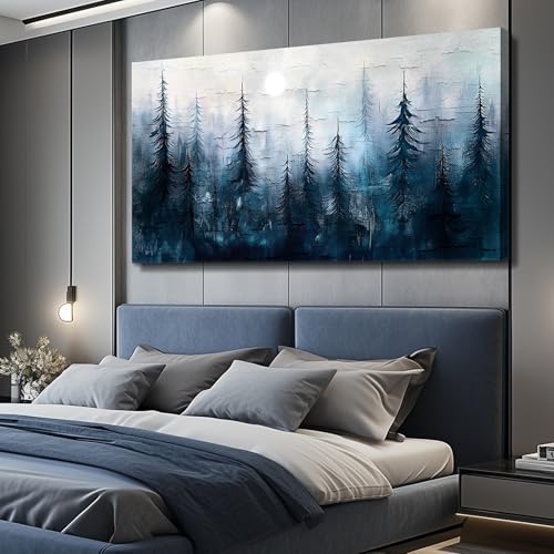 KELIYUAN Large Wall Decor Canvas Painting Wall Art For Bedroom Living Room Decor Abstract Foggy Forest Landscap Artwork Print Picture For Home Decor Room For office Room Wall Decoration 30x60 In