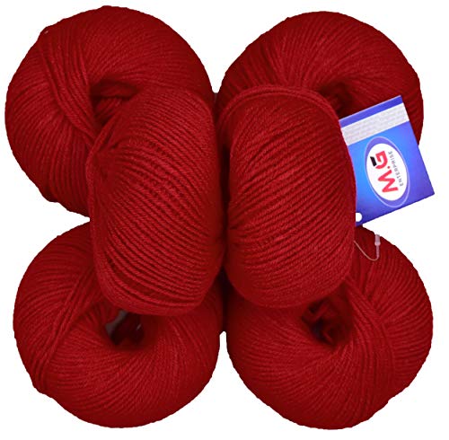 Image of M.G Enterprise 100% Acrylic Wool Rusty Red (6 pc) Baby Soft 4 ply Wool Ball Hand Knitting Wool /Art Craft Soft Fingering Crochet Hook Yarn, Needle Knitting Yarn Thread Dyed, Multi