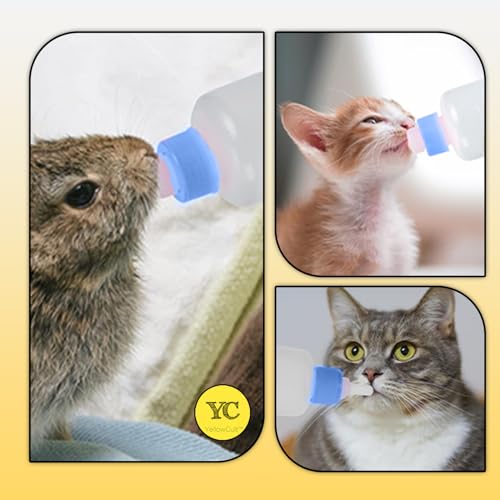 Image of YellowCult Pet Nursing Bottle - BPA-Free, Easy-to-Use Feeding Bottle for Puppies Kittens Guinea Pigs Ferrets Small Dogs Rabbits Squirrels Includes 4 Nipples, Cleaning Brush, Ideal for Hand-Feeding