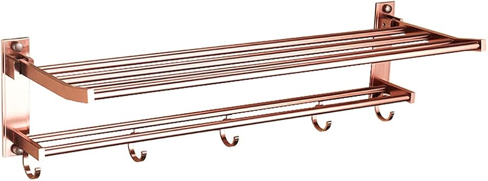 MLMQ Toalleros de Barra Montaje en Pared Plegable, Toallero de Pared Aluminio Dormitorio con Sin Taladro Adhesivo Ganchos, Barra de Toalla Moderna ...