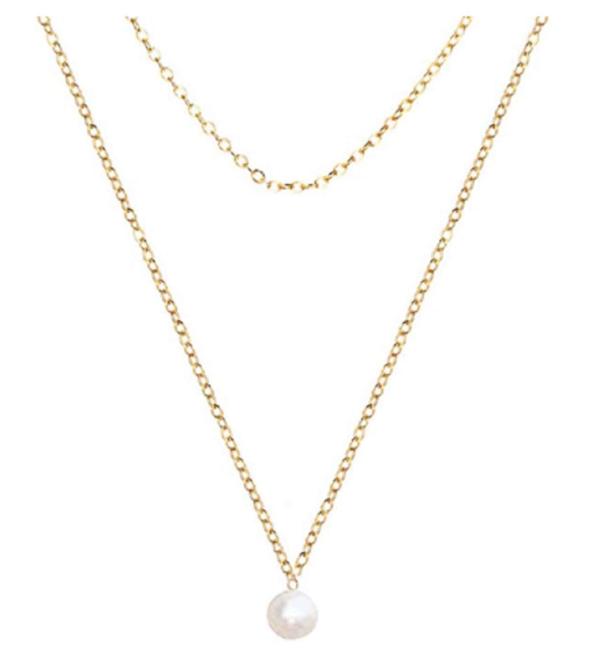 ITS New Elegant Double Layer Chain Imitation Pearl Pendant Chain Necklace for Women, Gold (B07R86775G) Amazon Price History, Amazon Price Tracker