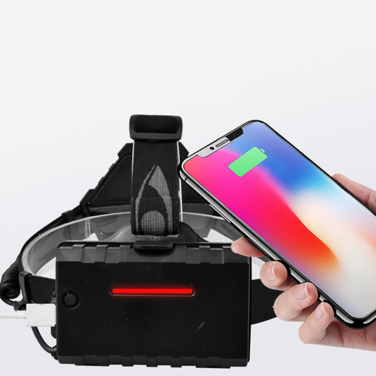 Linterna Frontal LED Recargable USB Zoom Retráctil, 50w, Carcasa de Aleación de Aluminio y Plástico, Adecuado para Actividades al Aire Libre y Ciclismo