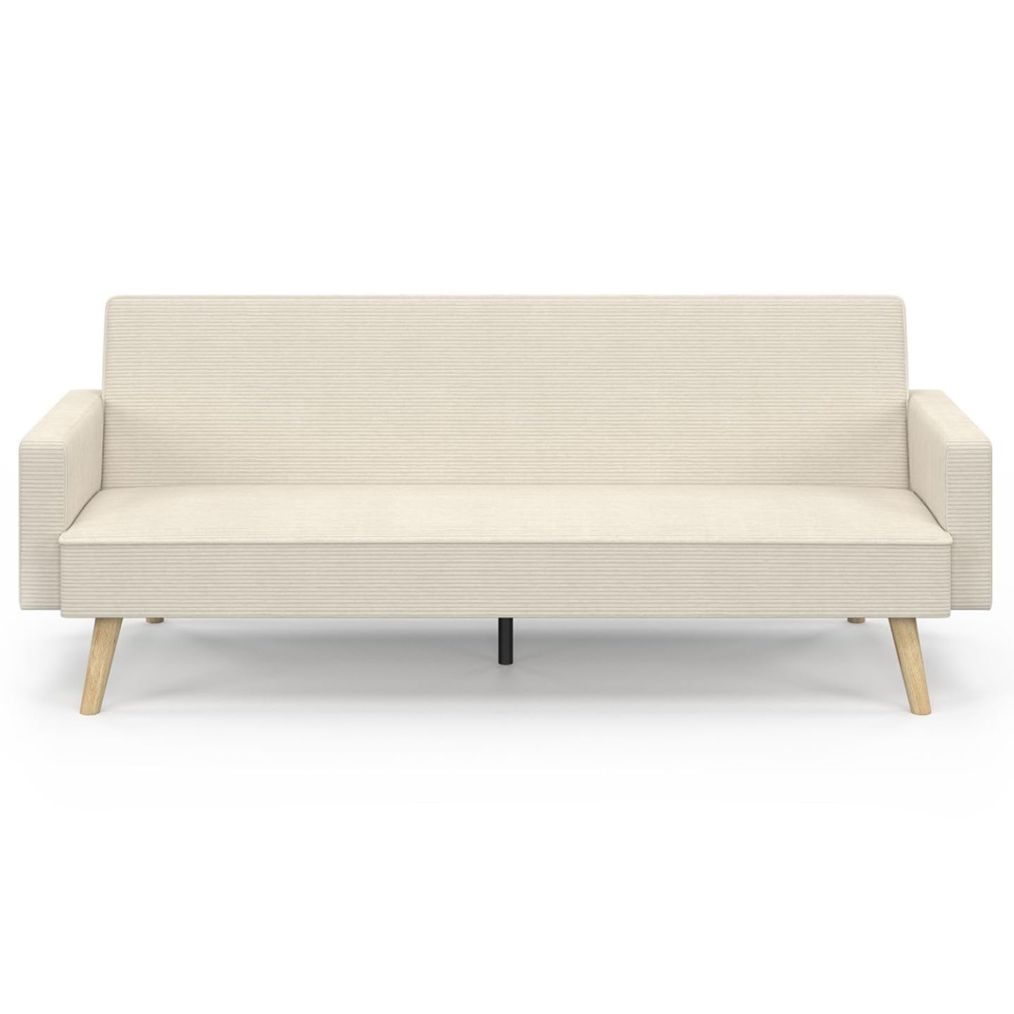 IDMarket - Sofá cama escandinavo recto LARS de 3 plazas de pana beige