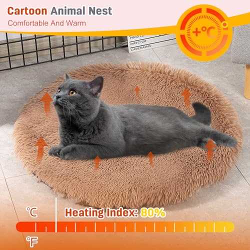 PETCUTE Round Dog Bed Mat,Washable Warm Dog Bed Blanket, Ultra Soft Long Plush Pet Cushion - Image 3