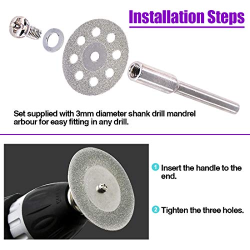 Swpeet 43Pcs Assorted Sizes Diamond Cutting Wheel With 8 Breathing Holes Kit, Rotary Tool Cutting Wheels Sets With 2Pcs Mandrel And 1Pcs Screwdriver Perfect For Cutting Disc Gem Stones, Metal, Glass #TOP4
