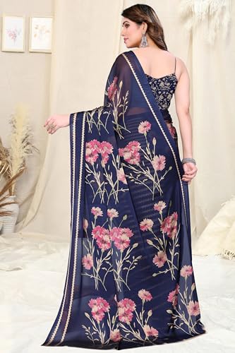Image of MIRCHI FASHION Women Sari Georgette Plain | Breathable Lightweight Solid Color Saree for Office and Regular Wear with Blouse Piece