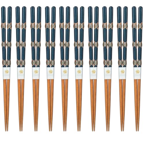 J-kitchens 箸 10膳セット お弁当 ピクニック 行楽用 運動会 来客用 おもてなし 木製 とんぼ玉 バラード 青 23.0cm 食洗機対応 日本製