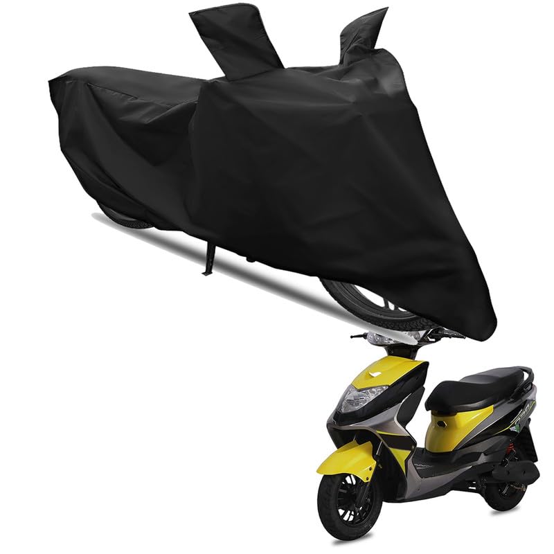 SS (FOR YOUR SMART NEEDS)® Water Resistance || Dustproof || UV Protection with Mirror Pocket Bike Body Cover Compatible with Ampere REO | Solid Black